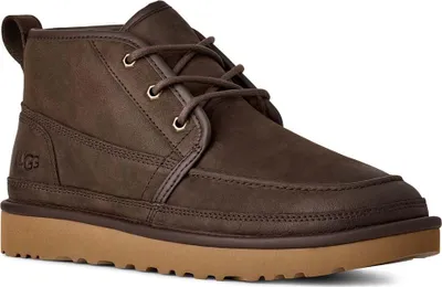 A single brown Ugg boot is shown from a diagonal angle against a white background.