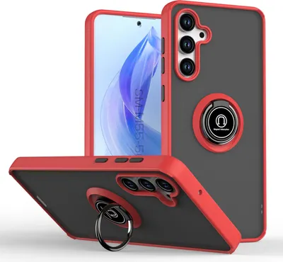 Image de Étui pour Samsung Galaxy M55/F55/C55 étui en TPU translucide mat avec porte-anneau et support Rouge