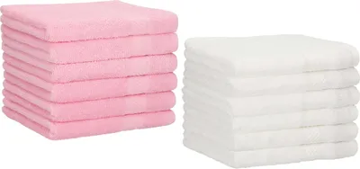 Produktbild von Betz 12 Stück Gästetücher 30x50 cm PALERMO 100% Baumwolle  Farbe: weiß und rose