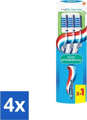 Image de Brosse à dents Aquafresh Flex Interdental Medium, 3 pièces - Pack avantage - 4 pièces