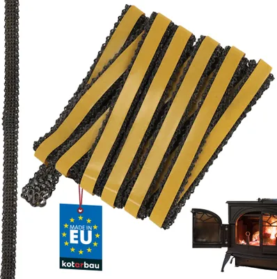 Obrázok produktu pre KOTARBAU® Krbová tesniaca páska Samolepiaca tesniaca páska zo sklených vlákien 12 x 3 mm na krbové kachle 2,5 m Krbové tesnenie Krbová tesniaca páska Tepelne odolná čierna