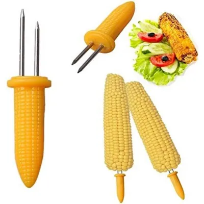 Produktbild von 12er Set Maiskolbenhalter – Edelstahl Maiskolbenspieß für BBQ & Grillen, Hitzebeständig & Rutschfest für Party & Küche