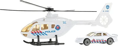 Produktbild von HUBSCHRAUBER mit AUTO Polizei Einsatzfahrzeug Modell Helicopter Spielzeugauto Spielzeug Geschenk Kinder 83 (Polizei-Weiss)