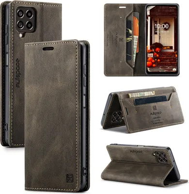 Produktbild von Samsung Galaxy M53 Brieftasche Hülle, Retro Kunstledertasche Stand Schutzhülle für Samsung Galaxy M53 Braun