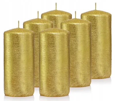 Produktbild von Drobo Goldene Zylinderkerzen Gerippt 6er Set