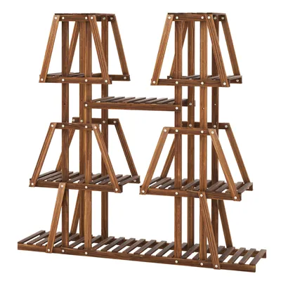 Fioriera Con Cesto DanDiBo 75 Cm Marrone - Supporto Per Piante A Due Ripiani, Effetto Antico - 2