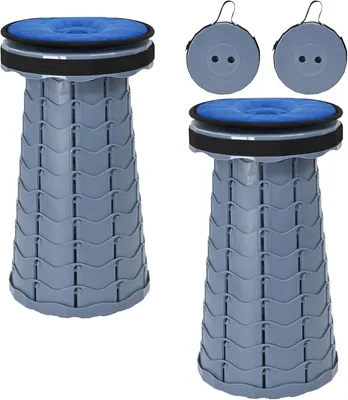 Produktbild von Falthocker mit Kissen 2er-Set, 180 kg Tragkraft, für Camping, grau