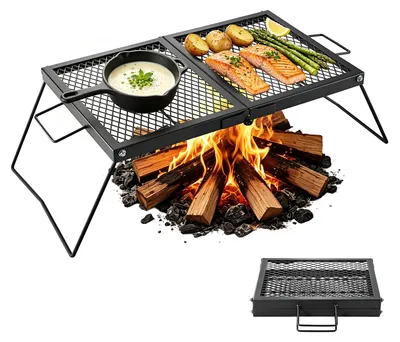 Zdjęcie produktu dla Składana ruszt do grilla VEVOR, 758 x 383 x 235 mm, grill kempingowy, przenośny grill stołowy ze stali węglowej z nóżkami i uchwytem, ruszt do grillowania na świeżym powietrzu, idealny na kemping i do ogrodu