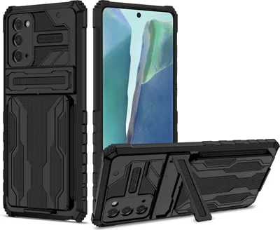 Produktbild von Galaxy Note 20 Hülle, Hybrid Robust Schutz Stoßfest Schutzhülle mit Kartenhalter Ständer für Samsung Galaxy Note 20 Schwarz