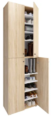 Image de XL Bois Grande Chaussure Cabinet Chaussure Étagère Grandes Bottes Sol Meubles Lona 10 Compartiments Tournage Portes
