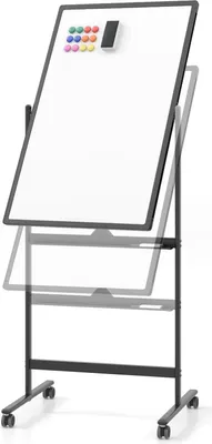 Produktbild von Doppelseitiges mobiles Whiteboard 60x90 cm - Höhenverstellbar, magnetisch mit Rollen, ideal für Schule, Büro und Zuhause