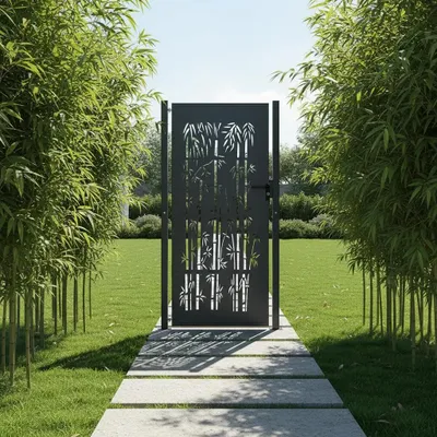 Image de Clôture de jardin, acier durable, design attrayant, 100 x 175 cm, anthracite
