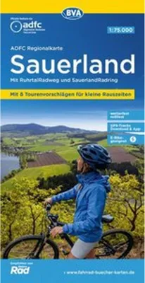 Immagine prodotto di ADFC carta regionale del Sauerland con proposte di escursioni giornaliere, 1:75.000, resistente agli strappi e alle intemperie, download tracce GPS