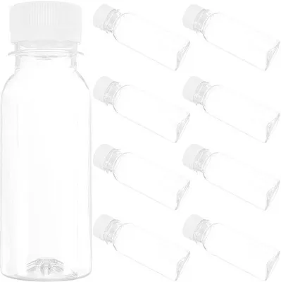 Zdjęcie produktu dla Butelki plastikowe wielokrotnego użytku do smoothie i soków - 100 ml - Przezroczyste - Do napojów - Dla dorosłych - Opakowanie 10 sztuk