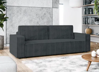 Produktbild von AX LIVING Aydin Cord Sofa 3 Sitzer Sofa mit Schlaffunktion Grau 238 cm