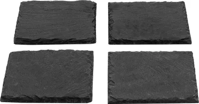 Produktbild von BigDean 8er Set Schiefer Untersetzer 10x10cm - Tisch-untersetzer, Servierplatten - 4 Gummifüße zum Schutz - Ideal für Gläser, Becher
