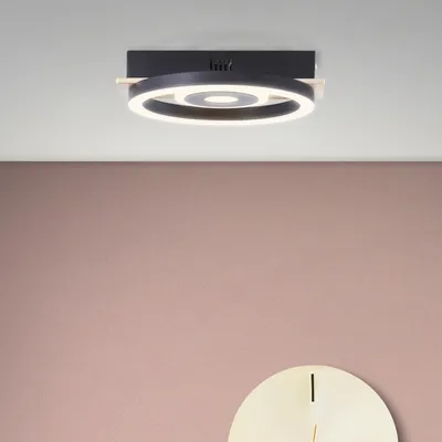 Produktbild von minimalistische LED Deckenlampe mit Holzakzenten, 22 x 20 cm