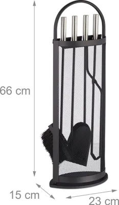 Zdjęcie produktu dla Relaxdays 4052025222918, Zestaw narzędzi kominkowych, Czarny, Stal nierdzewna, Stal, 230 mm, 150 mm, 660 mm