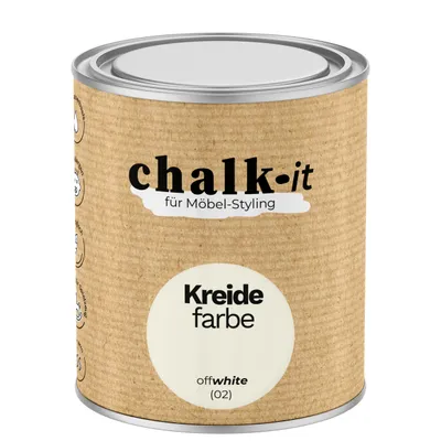 Produktbild von Kreidefarbe Chalk-it (02) OffWhite 0,75L Shaby Chic Möbel Holzlack Natur Vintage Möbellack