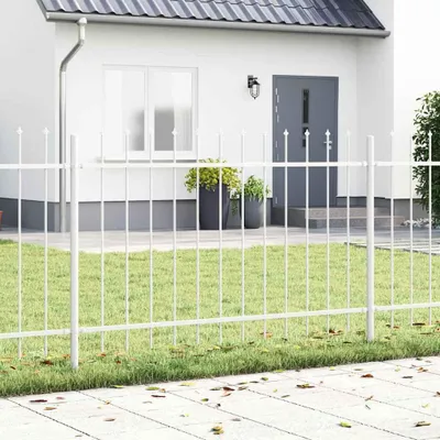 Obrázok produktu pre Maison Exclusive – Záhradný plot, 8 dielov, biely, 13,6 x 0,8 m, oceľ s práškovým náterom