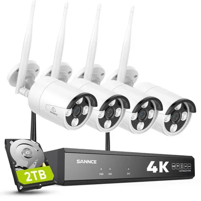 Obrázok produktu pre Bezpečnostná kamera, bezdrôtová, 16 kanálov, rozlíšenie 4K, úložisko 2 TB, nočné videnie, vodotesnosť IP66