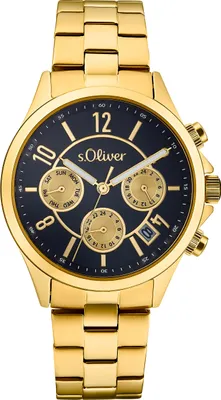 Produktbild von s.Oliver Damen Uhr Armbanduhr Chronograph Edelstahl IP Gold 2033555