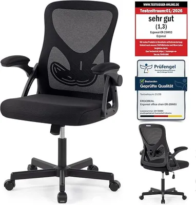 Imagen del producto de Silla de oficina ergonómica – Silla de escritorio con respaldo de malla, soporte lumbar, capacidad de 150 kg