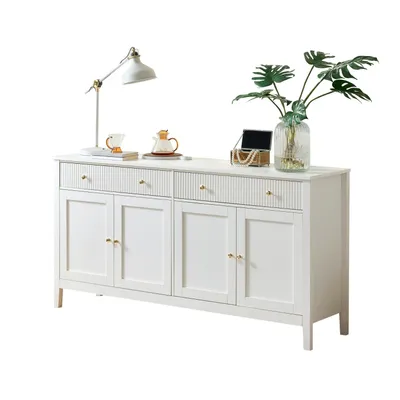 Produktbild von Stilvoller Sideboard mit 2 Schubladen und 4 Türen – Elegantes Buffet für Küche, Esszimmer & Wohnzimmer mit goldenen Griffen und großzügigem Stauraum