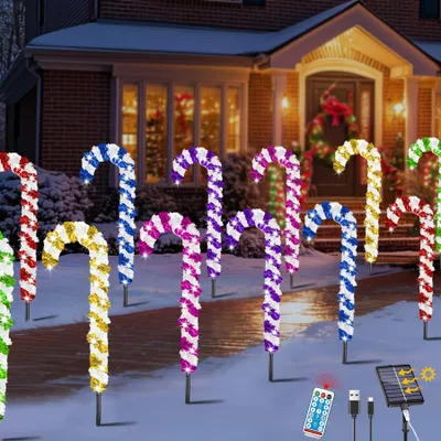 12 Solarlampen für Weihnachten, LED, 8 Modi, wasserdicht, 45 cm