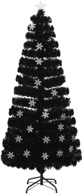 Immagine prodotto di vidaXL Albero di Natale con fiocchi di neve LED nero 180 cm fibra ottica