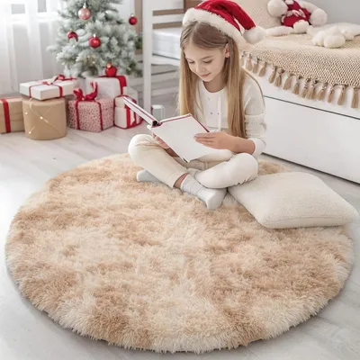 Productafbeelding van Fluffy Shaggy Rond Tapijt voor Woonkamer 200cm