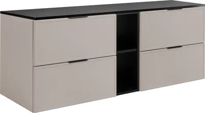 Immagine prodotto di Mobile da bagno, cashmere/grigio scuro, maniglie nere, 140 ( 2 x 60 + 20) x 46 x 57 cm