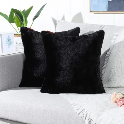 Zdjęcie produktu dla Poszewki na poduszki z sztucznego futra, 2 sztuki, 60 x 60 cm, puszyste, miękkie, dekoracyjne poszewki na poduszki do salonu, sypialni, samochodu, 60 x 60 cm