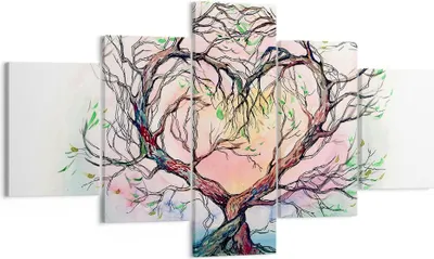 Produktbild von Bild auf Leinwand - Leinwandbild - Baum Herz Natur Bild - 125x70cm - Wand Bild - Wanddeko - Leinwanddruck - Bilder - Kunstdruck - Wanddekoration - Leinwand bilder - Wandkunst - EA125x70-3007