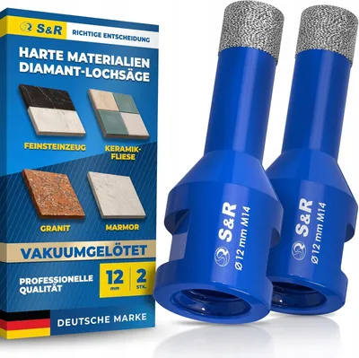 Obrázok produktu pre S&R Diamantová korunková vrtacia sada na gres a žulu, 12 mm, závit M14