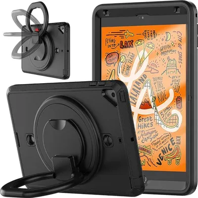 Produktbild von iPad Mini 5/4 7.9 Zoll Tasche mit Ständer und Schultergurt Schwarz