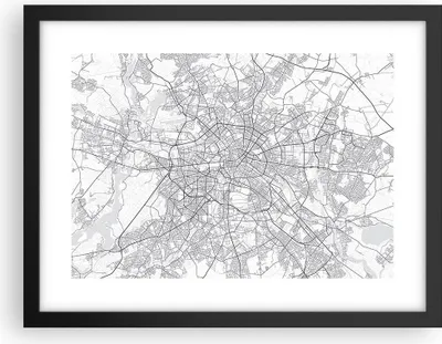 Produktbild von Gerahmtes Poster - Schwarzer Rahmen - Stadt Karte Berlin - 40x30 cm - Wand Bild - Wanddeko - Wandbilder - Kunstposter - Wandposter - Bilderrahmen - Bilder - Kunstdruck - P2BAA40x30-4681