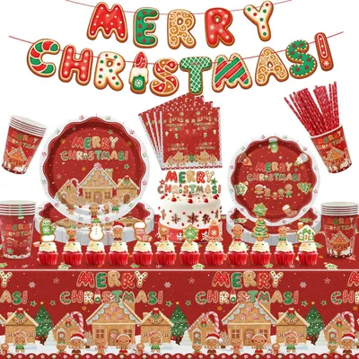 Produktbild von Papiergeschirr Set, 20x 23cm Teller, 20 Personen, für Weihnachtsfeier