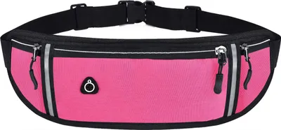 Produktbild von Laufgürtel mit wasserdichtem und verstellbarem Gummiband. Schweißabweisende Hüfttasche mit großem Fassungsvermögen, ideal für Laufen und Outdoor-Aktivitäten. (Rosarot)