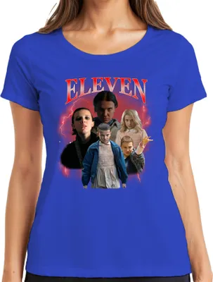 Produktbild von ELEVEN Elfie Stranger Serienfan Geschenk 80er Retro Hawkins 90s Bootleg Damen T-Shirt, Blau, S