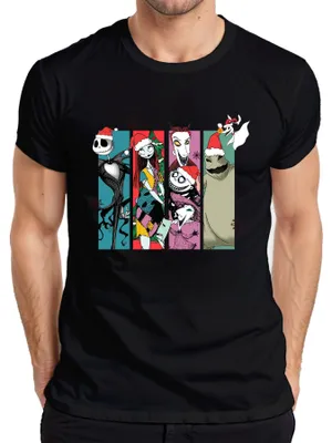 Obrázek produktu pro Nightmare Before Christmas Jack Skellington Sally Oogie gift pánské tričko, černé, XXL