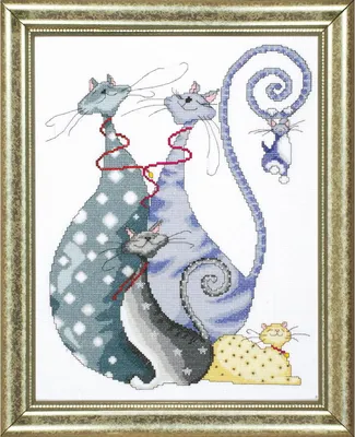 Produktbild von Design Works Kreuzstich Stickpackung "Katzenrudel", Zählmuster, 25x36cm