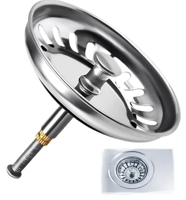 Abfluss-Sieb Edelstahl 81 mm Spülenstopfen Silber