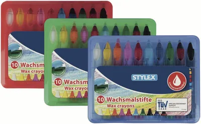 Zdjęcie produktu dla Stylex 28225, 10 szt., Czarny, Niebieski, Brązowy, Zielony, Jasny Niebieski, Pomarańczowy, Różowy, Czerwony, Biały, Żółty, Różne kolory, Okrągły, Spiczasty, Plastik