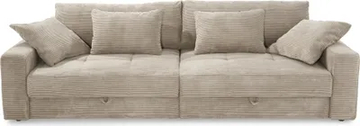 Produktbild von Big-Sofa 284 cm breit Wellenunterfederung Lounge-Couch Stauraum Cord Beige Grau / 15263