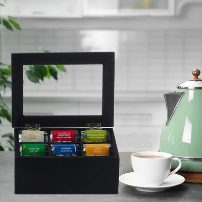 Produktbild von Famanu Teebox 6 Fächer - Schwarz