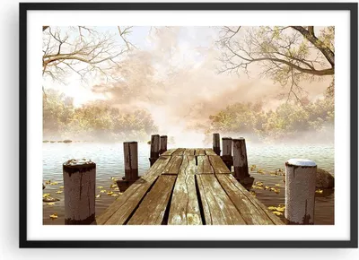 Produktbild von Gerahmtes Poster - Schwarzer Rahmen - Illustration herbst landschaft bäume - 70x50 cm - Wand Bild - Wanddeko - Wandbilder - Wandposter - Bilderrahmen - Bilder - Kunstdruck - Wandbild - P2BAA70x50-2394