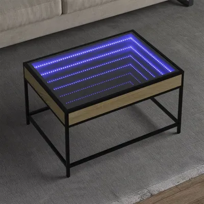 Produktbild von Design Couchtisch mit Infinity-LED Sonoma-Eiche 70x50x41 cm, Couchtische 2024 Neu