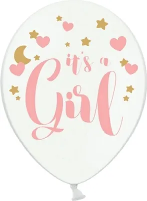 Immagine prodotto di Palloncini con scritta It's a Girl 30cm bianco rosa oro set di 6 palloncini