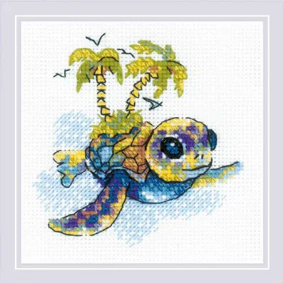 Obrázek produktu pro Sada pro výšivku křížkem "Malá želva" od Riolis, rozměry 15x15 cm, pro vlastní tvorbu